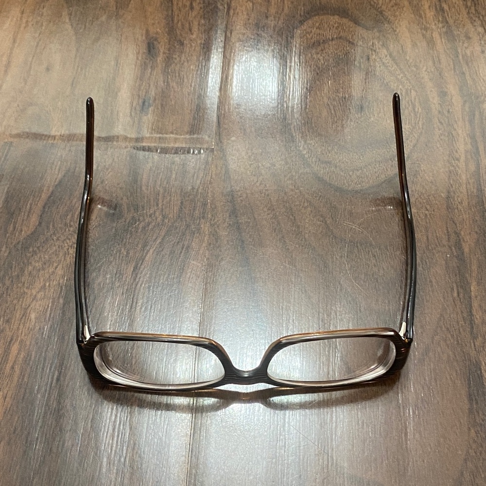 Versace Brown Gray Striped Rectangular Eyewear Gl… - image 7